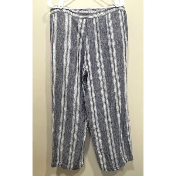 Marissa Olivia Womens Blue White Wide Leg Linen Blend Pants Large - Picture 3 of 7